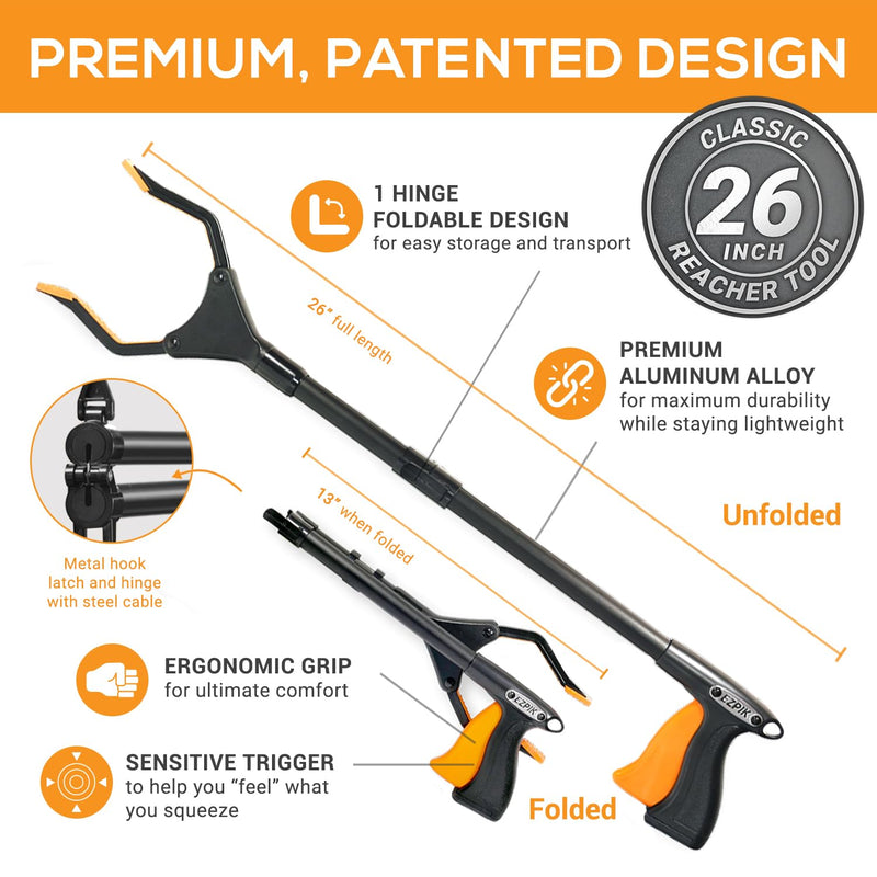 EZPIK® 32 and 36 inches Extra Long Reach Grabber Tool Parent (26" (Pack of 1)) 26" (Pack of 1) - BeesActive Australia