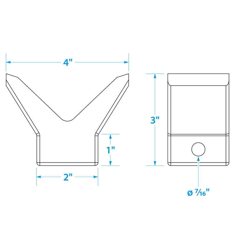 [AUSTRALIA] - SeaChoice 56250 Molded Y Bow Stop – Black Rubber – 2 x 2 Inch Base – 3/8 Inch ID Hole 