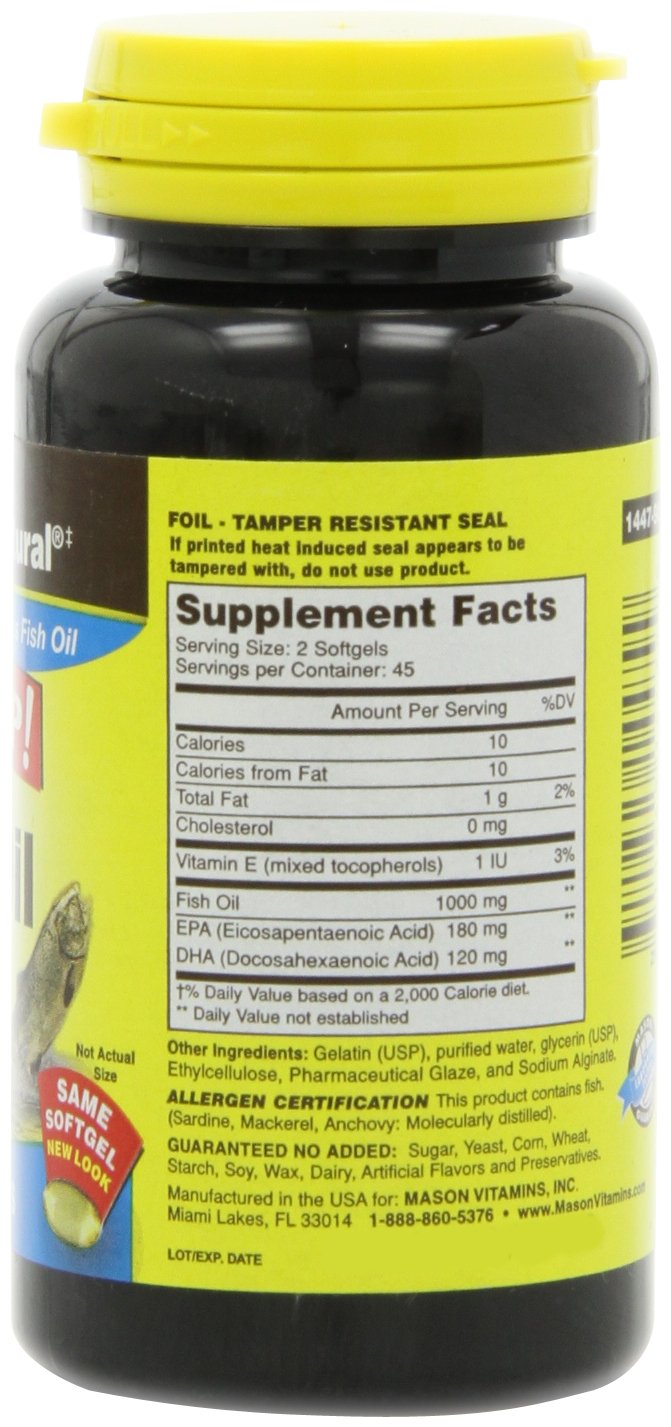 Mason Natural, Omega-3 Fish Oil, 1000 Mg, 90 Softgels, Dietary Supplement with Omega Fatty Acids from Fish Oil, Supports Heart and Joint Health - BeesActive Australia