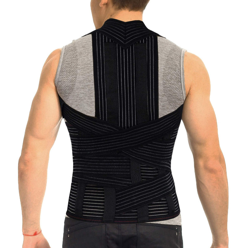 ORTONYX Full Back Support Brace with Removable Dorso-lumbar Pad - Upper and Lower Back Pain Relief, Thoracic Kyphosis, Rounded Shoulders, Posture Correction / L Large (Pack of 1) Black - BeesActive Australia