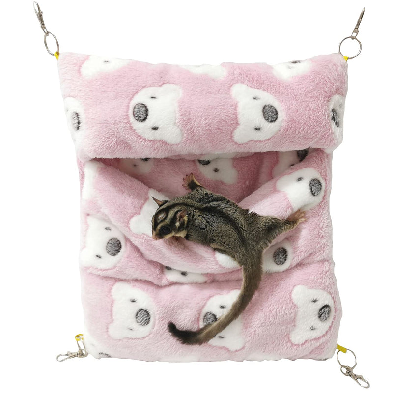 Littledropet Thick Fleece Ferret Sugar Gliders Hammock Pouch Sack Swing Hanging Bed for Rat Guinea Pig Squirrel and Other Small Animal L(13.7inch) Pink - BeesActive Australia