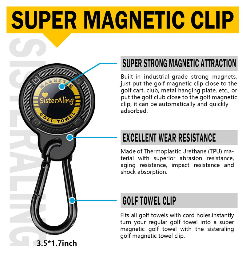 SisterAling Magnetic Clip for Golf Towel,Removable Industrial Magnetic Accessories Design for Strong Hold to Golf Carts or Clubs (Black, 2) Black - BeesActive Australia