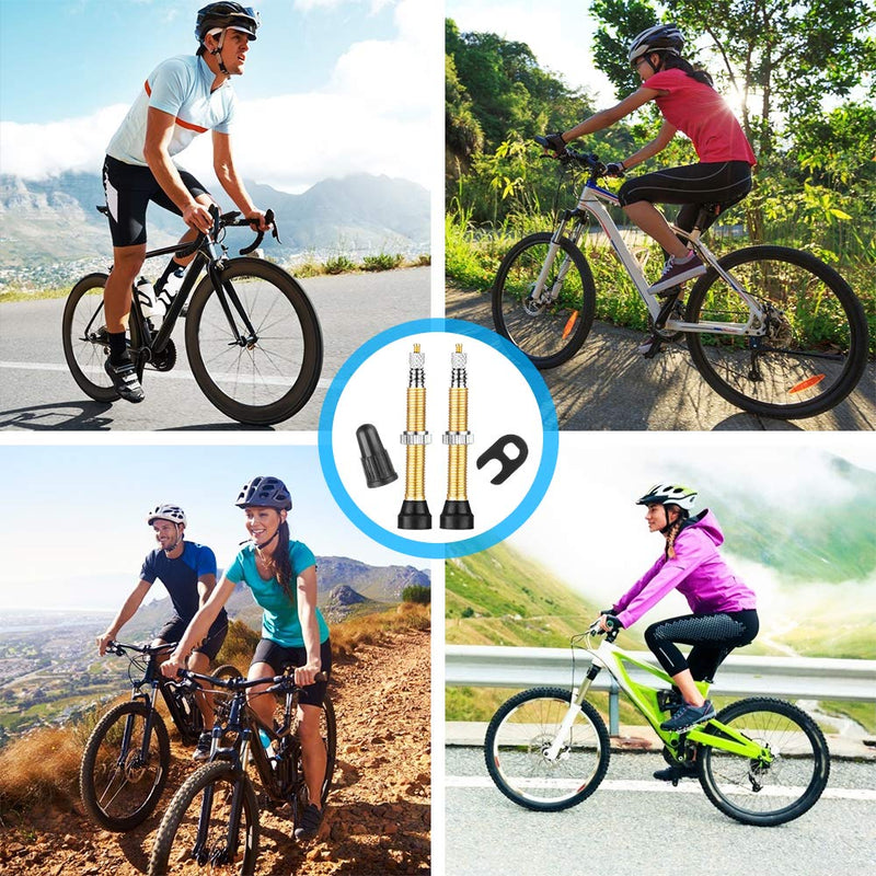 HZJD 2PCS Bike Tubeless Presta Air Valve Stem, Quality Brass Tubeless Presta Valve Stem(40 mm), Valve Core Remover Tool - BeesActive Australia
