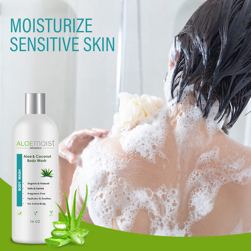 AloeMoist Organic Body Wash Moisturizing Shower Gel – Sensitive Skin Body Wash – No Added Scent, Dye or Gluten – Moisturizing Body Wash Women & Men w/Coconut, Aloe, Honey, Vitamin E - BeesActive Australia