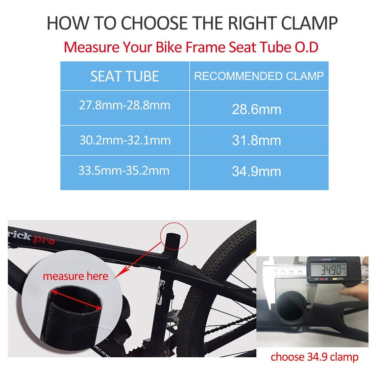 PLATT Bike Seat Post Clamp Aluminium Alloy Bicycle Quick Release Seatpost Collar 28.6mm / 31.8mm /34.9mm Black - BeesActive Australia