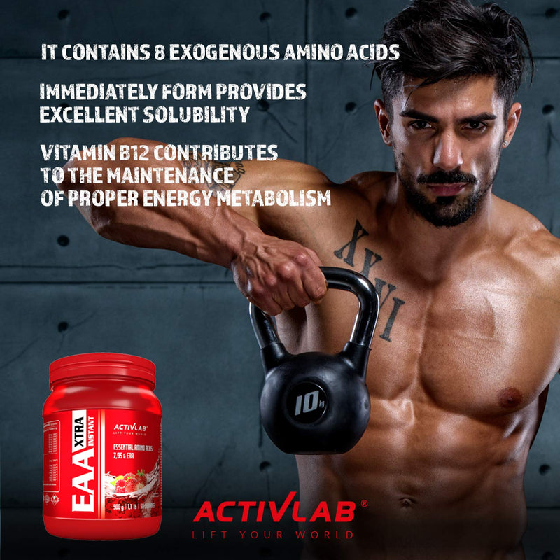 Activlab Eaa Xtra Instant 500g - Strawberry Raspberry Flavour | Essential Amino Acids with B Vitamins | Workout Supplement for Men, Women, Athletes | Muscle Recovery, Performance Boost | UK, PL - BeesActive Australia