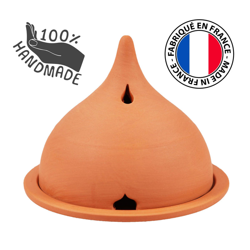 SENTJO Premium 100% Hand-Made Ceramic Incense Burner, Incense Holder, Aromatherapy, Home Decor, Backflow Incense Powder, Cones and Stick, Made in France, (Natural Color) Natural Clay - BeesActive Australia