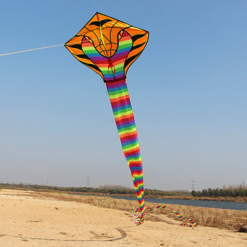[AUSTRALIA] - Besra 16m Large Cobra Snake Kite 52ft Colorful Rattlesnake Kite with 15m Long Tails Outdoor Fun Sports with Flying Tools Rainbow 