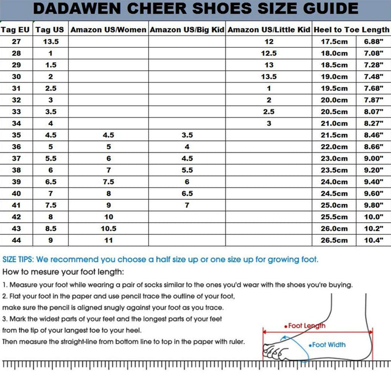 DADAWEN Adult & Youth White Cheerleading Shoe Athletic Sport Training Competition Tennis Sneakers Cheer Shoes 4.5 White(women) - BeesActive Australia