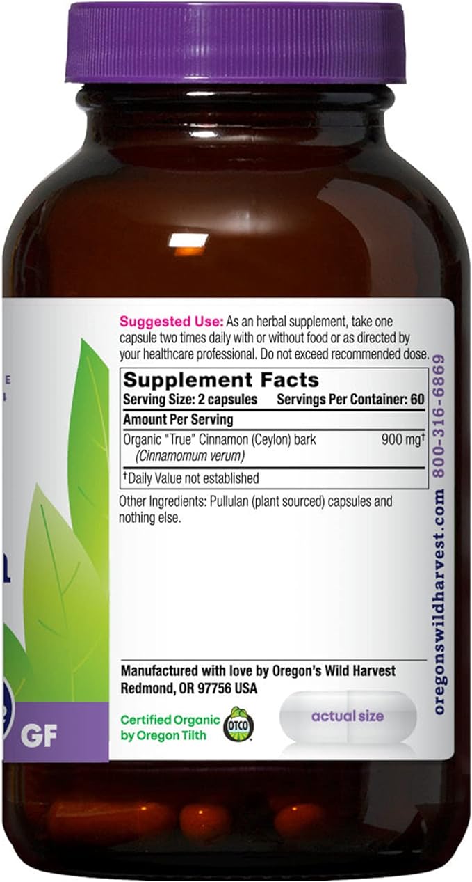 Oregon's Wild Harvest"True" Cinnamon (Ceylon) Organic Non-GMO Herbal Supplements (Packaging may vary) - BeesActive Australia