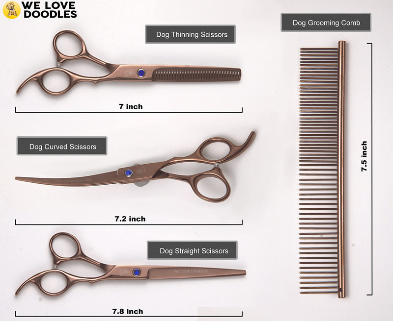 We Love Doodles Dog Grooming Scissors Kit - Dog Grooming Shears - Curved Dog Grooming Scissors - Thinning Scissors For Dogs - Best Grooming Scissors For Goldendoodles - BeesActive Australia