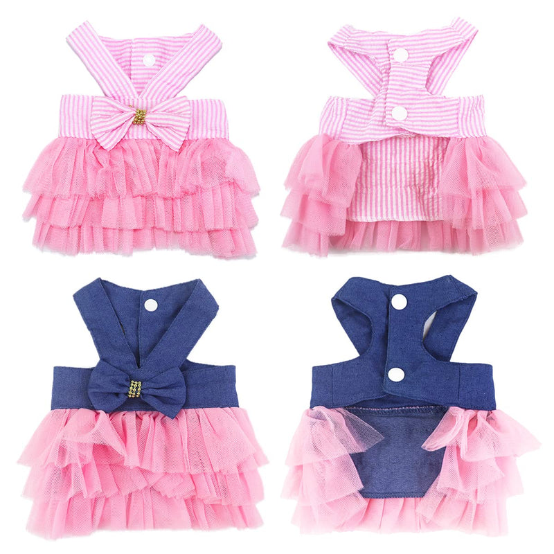 2pcs Rabbit Tutu Dress Bunny Costume Clothes Skirt Daily Wear Cloth for Small Cat Dog Puppy Chinchilla Guinea Pig, Blue,Pink - BeesActive Australia