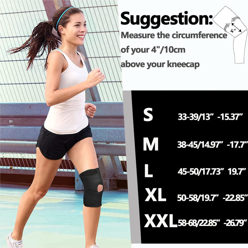 Knee Brace with Dual Side Stabilizers, Knee Support with Open Patella & Adjustable V-shape Fastening Straps,Medical Knee Pads for Men & Women for Meniscus Tear,ACL,Joint Pain Relief -1 PCS(Black,XXL) XXL Black - BeesActive Australia
