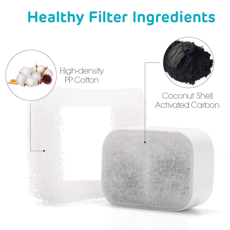 iPettie Tritone/Fiumi Ceramic Pet Lotus Pet Water Fountain Replacement Filters 8 Carbon Filters and 4 Foam Filters - BeesActive Australia