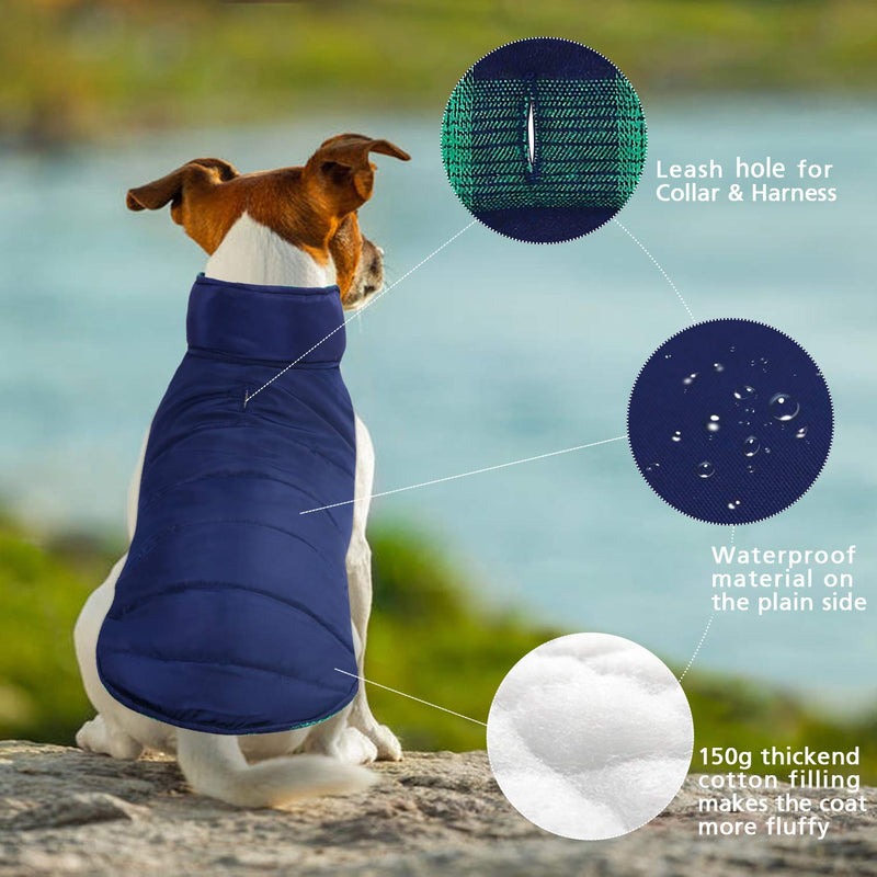 Kuoser British Style Plaid Dog Winter Coat, Windproof Water Repellent Cozy Cold Weather Dog Coat Fleece Lining Dog Apparel Dog Jacket Dog Vest for Small Medium and Large Dogs with Pocket XS-3XL 2X-Large (Chest Girth: 29.9-35.4'') Green - BeesActive Australia