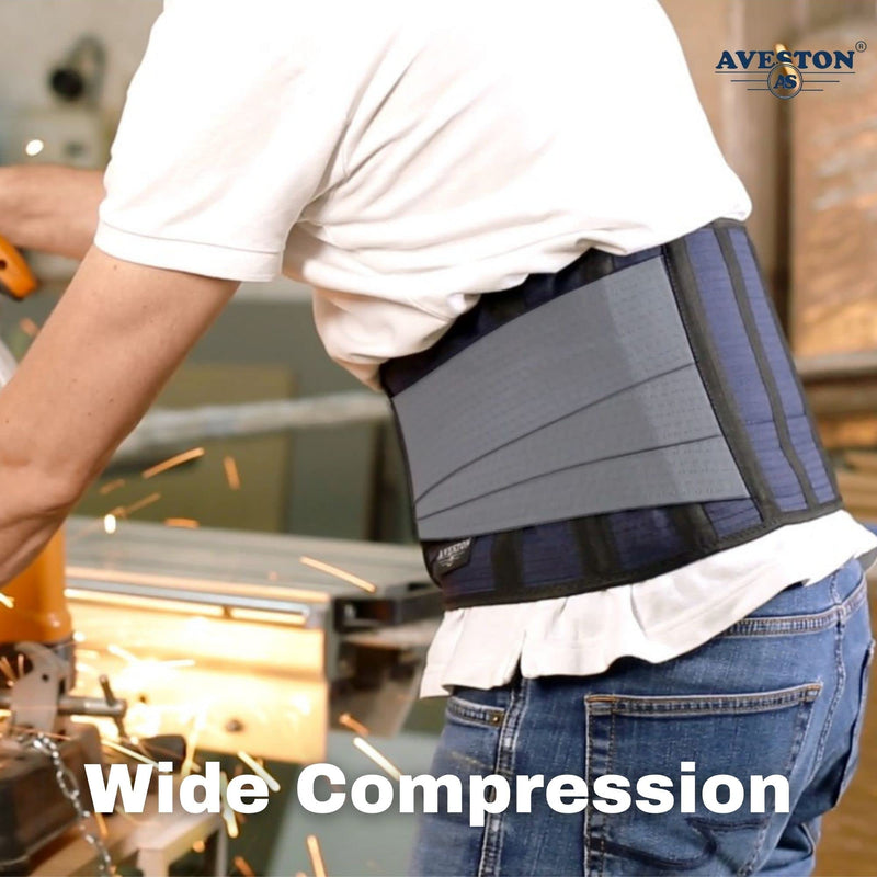 AVESTON Back Support Lower Back Brace for Back Pain Relief - Thin Breathable Rigid 6 ribs Adjustable Lumbar Support Belt Men/Women Keeps Your Spine Straight, Surgery, Fracture - Large 38-45" Belly Large (38-45 Inch) - BeesActive Australia