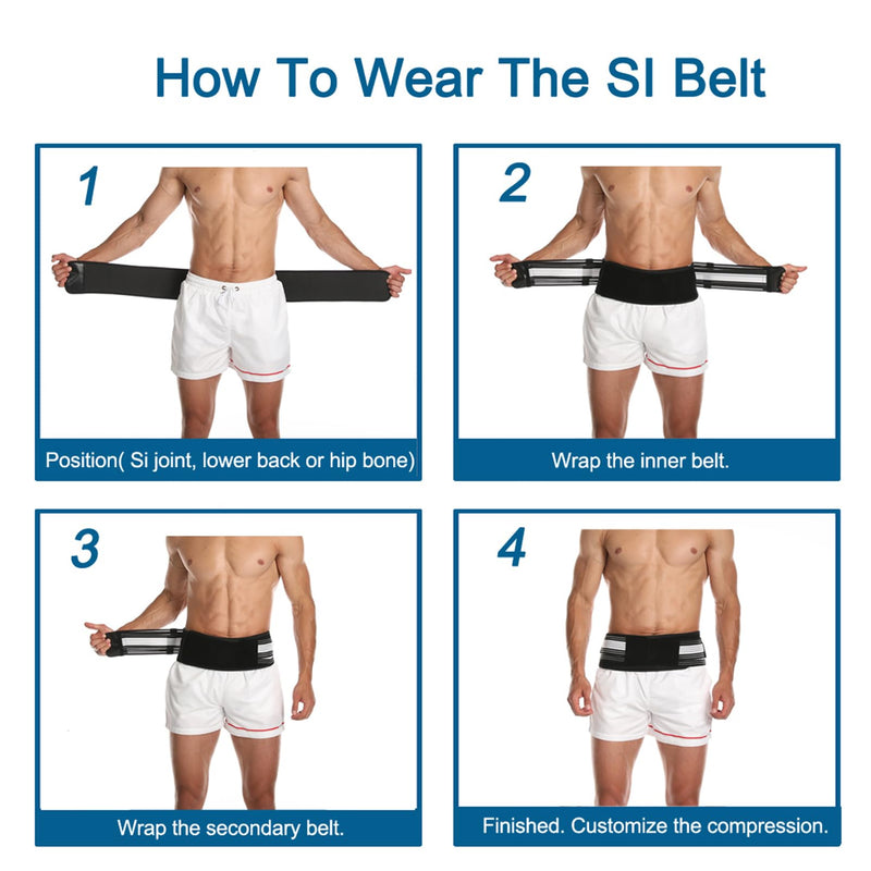 Sacroiliac Hip Belt for Men and Women - That Alleviates Sciatic, Lower Back Pain, Sacral Nerve Pain, Back Brace Provides SI Joint Pelvic Support Nerve Compression & Stability Brace-Triple Stretch Regular ( Hip Size 30"-47") - BeesActive Australia