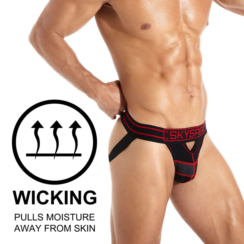 SKYSPER Jockstrap Athletic Supporters for Men Jock Strap Male Underwear Sg30-red Medium - BeesActive Australia