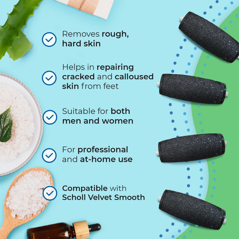 4 x Compatible with Scholl Velvet Smooth Diamond Refill Replacement Rollers (Coarse) Coarse - BeesActive Australia
