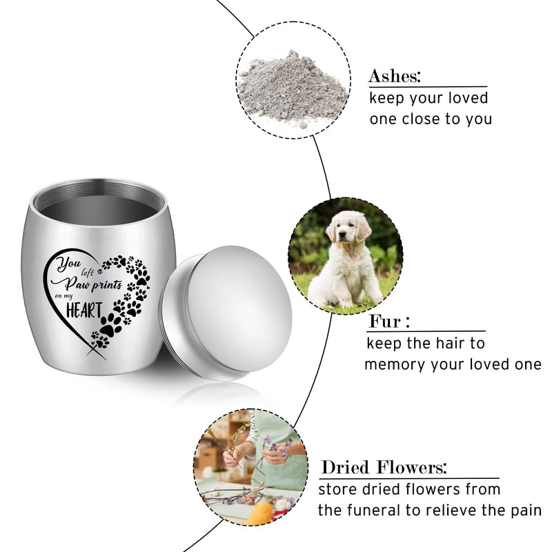 1.57 Inches Small Urn for Dog and Cats Ashes Small Keepsake Urns for Pet Ashes Stainless Steel Mini Urn Cremation Urn for Dog Cat Ashes Silver - BeesActive Australia