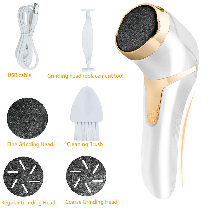 Juome Electric Foot Callus Remover, Portable Electronic Feet File Pedicure Kit, Rechargeable Callous Removers 3 Professional Electronic Feet Care Grind Head for Dead, Cracked Heels and Hard Skin - BeesActive Australia