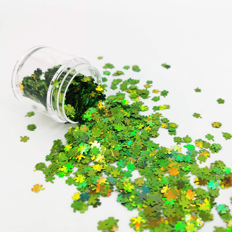 4 Pots St Patrick Day Clover Nail Sequin Shamrocks Nail Art Glitter Nail Art Flakes Nail Art Decoration 3D Acrylic Manicure Laser Holographic Nail Sparkle Glitter DIY Accessories - BeesActive Australia