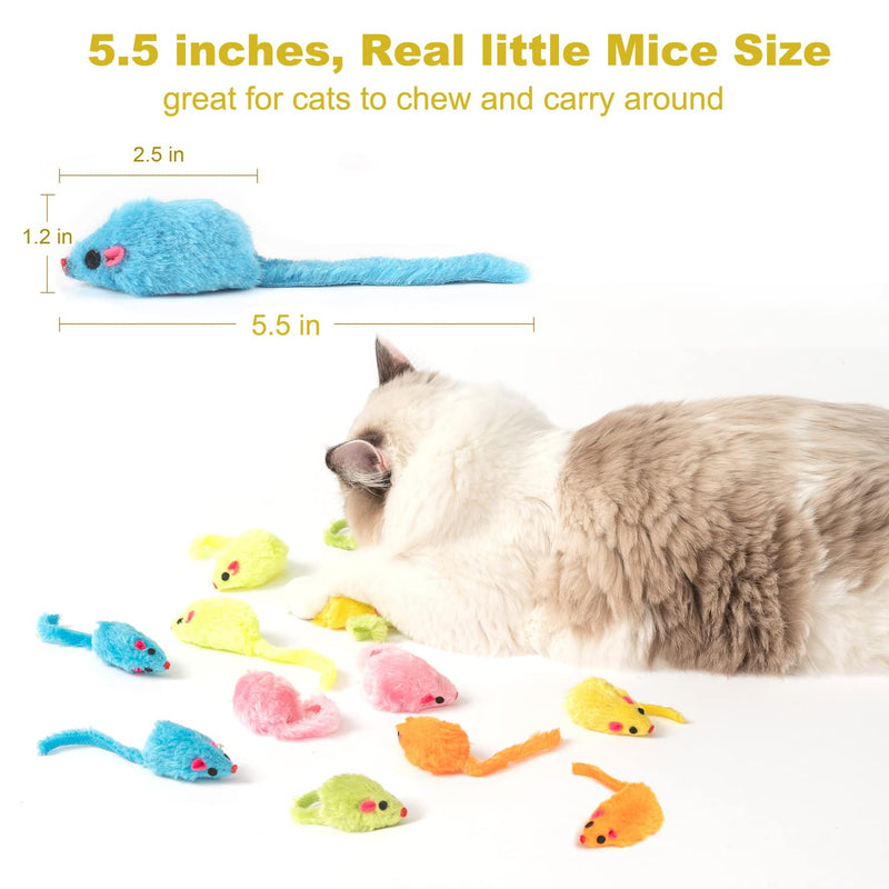 MeoHui Fur Mice Cat Toys, Rattling Catnip Cat Toys Mice, 5.5” Real Little Mice Size Cat Mouse Toys with Rattle Sound, Catnip Prefilled Cat Mice Toy for Indoor Cats Kitten Interactive Play Fetch 12PCS - BeesActive Australia