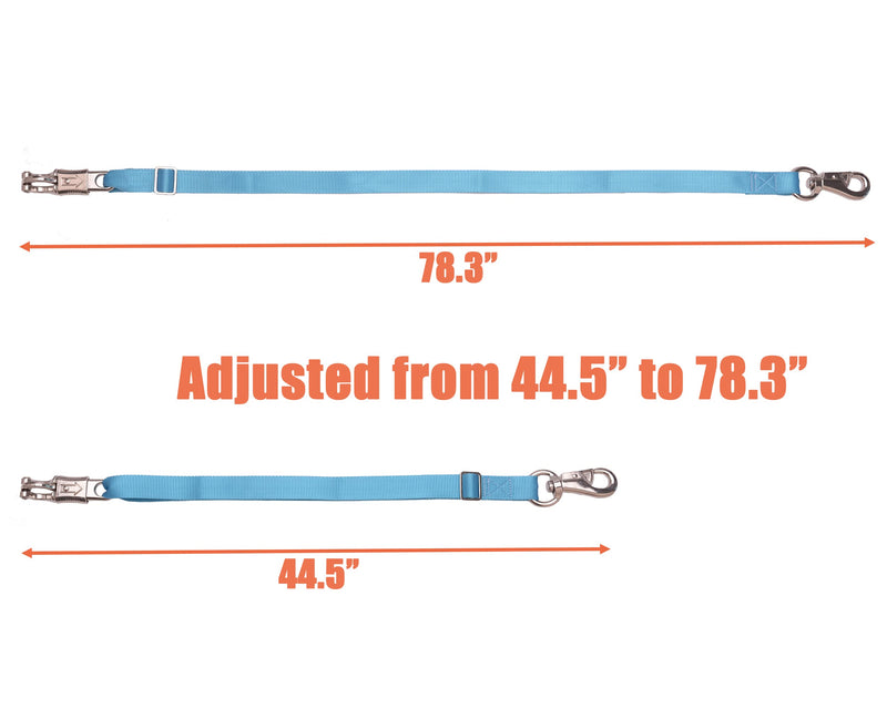 Loaged Adjustable Nylon Cross Tie ?2 Pack?- with Panic Snap and Bull Snap - Adjusts from 44.5" to 78.3" Hurricane Blue - BeesActive Australia
