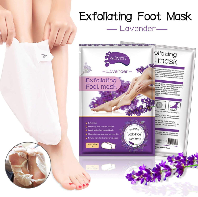 Foot Peel Mask, 3 Pack Lavender Foot Mask,Exfoliating Socks Remove Hard Skin, Calluses,Dead and Dry Skin,Repair Rough Heels in 7 Days - BeesActive Australia