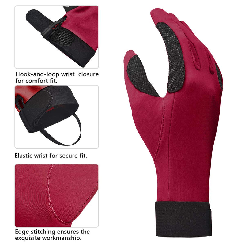 ChinFun Women's Horse Riding Gloves Stretchable Equestrian Gloves Breathable for Outdoor Horseback Cycling Driving vermilion red Small - BeesActive Australia