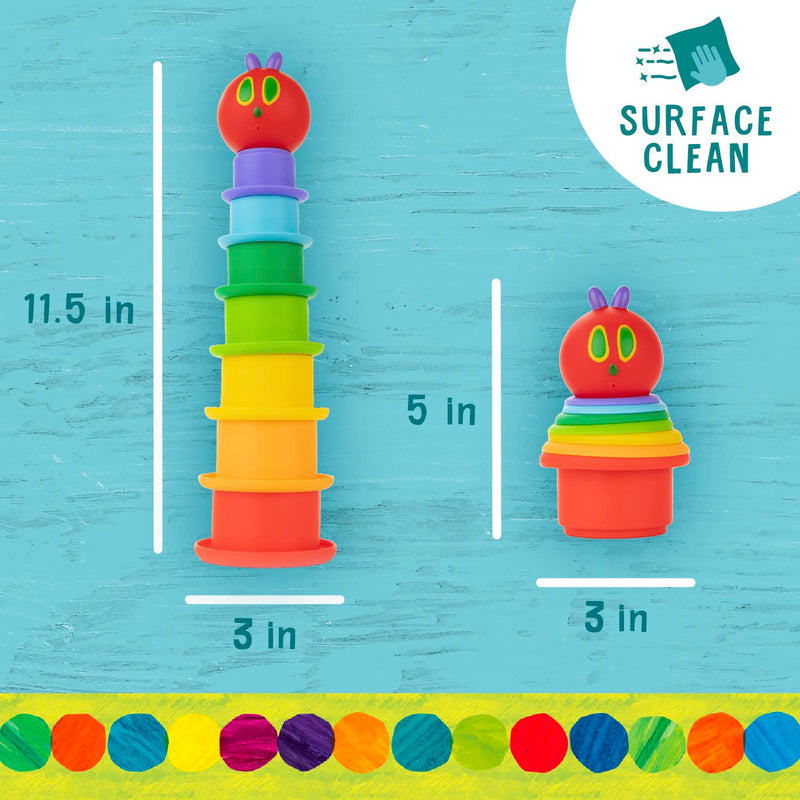 Kids Preferred World of Eric Carle The Very Hungry Caterpillar Bath Time Silicone Stacking Cup Set with Caterpillar Head Squirty Perfect for Water Play Ages 18 Months and Up - BeesActive Australia