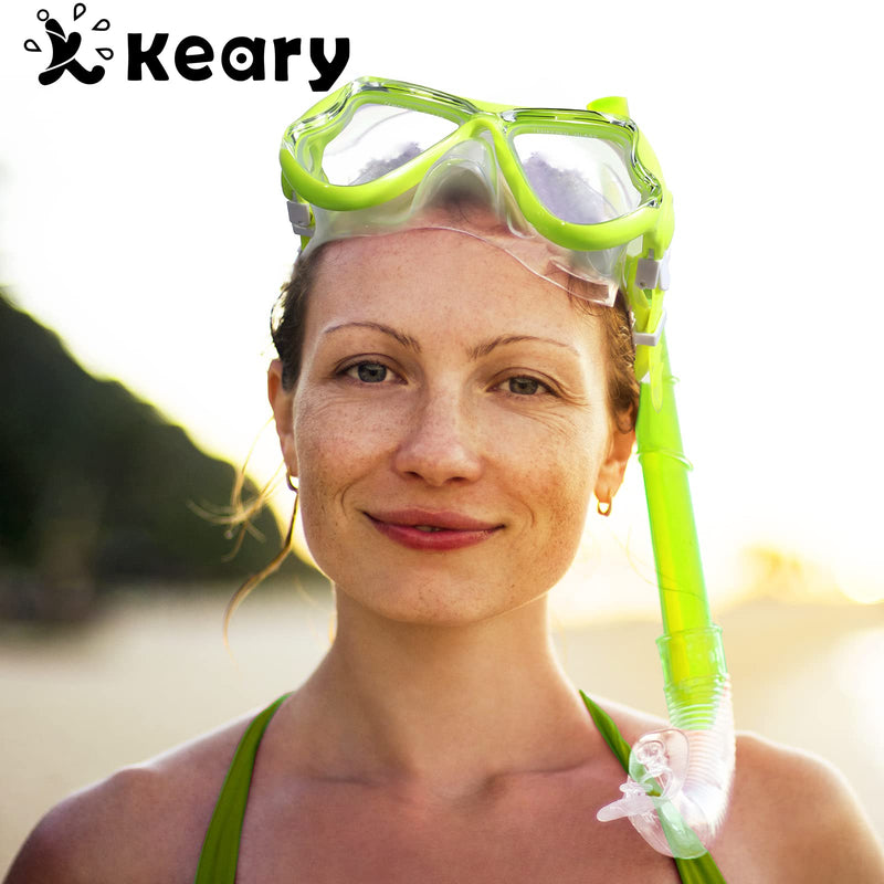 Keary Swimming Goggles Snorkel Diving Mask for Adult Men Women Youth, Anti-Fog 180°Clear View Swim Goggles with Nose Cover Yellow - BeesActive Australia
