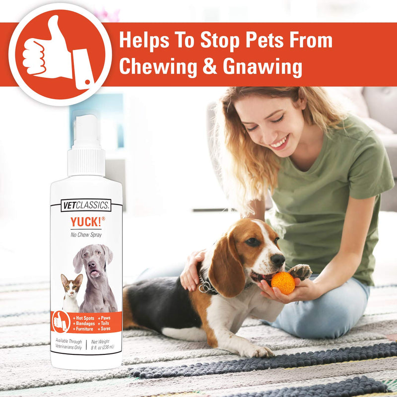Vet Classics Yuck! No-Chew Training Spray for Dogs, Cats – Water-Based Formula for Dog Chewing – Dog Chew Spray, Cat Chew Spray for Surfaces, Furniture, Bandages, Pet Sores – 8 Oz. - BeesActive Australia