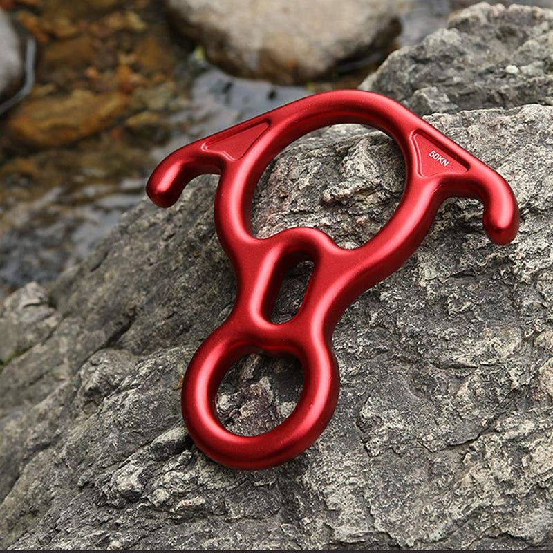 50KN Rescue Figure, 8 Descender Large Bent-Ear Belaying and Rappelling Gear Belay Device Climbing for Rock Climbing Peak Rescue 7075 Aluminum Alloy Red - BeesActive Australia