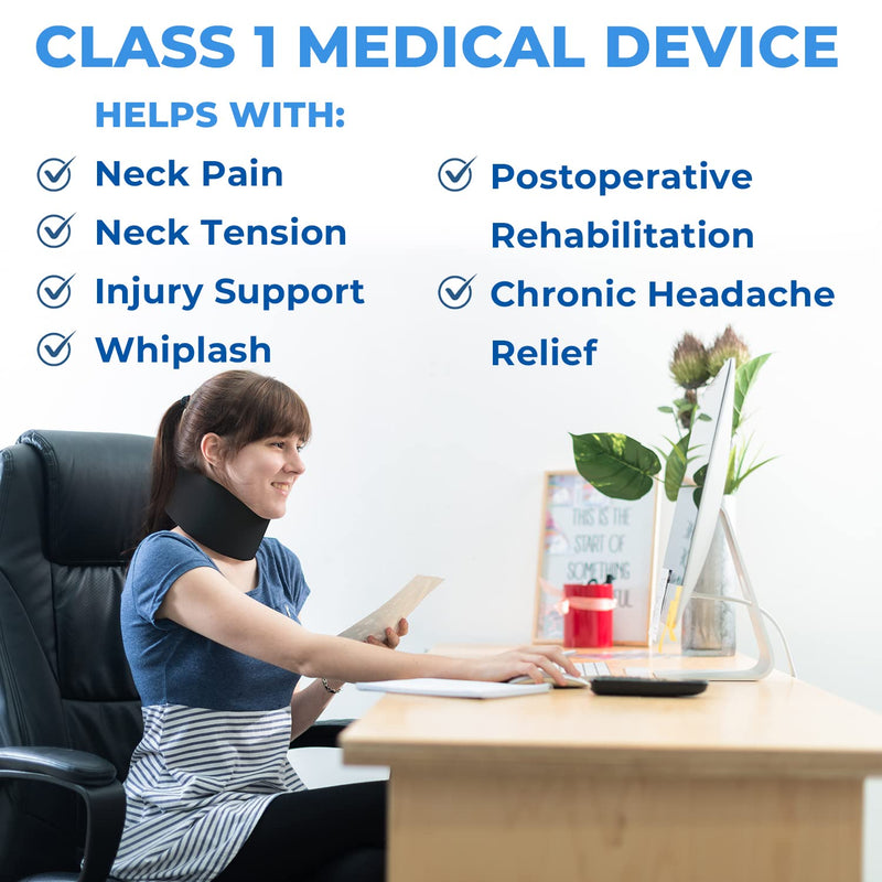Kedley Foam Neck Collar Medical Grade Adjustable Neck Brace Support | Neck Support for Neck Pain | Cervical Neck Collar Soft and Comfortable Cervical Collar Neck and Spine Injuries (M/L (Senior)) M/L (Pack of 1) Black(1 pc) - BeesActive Australia