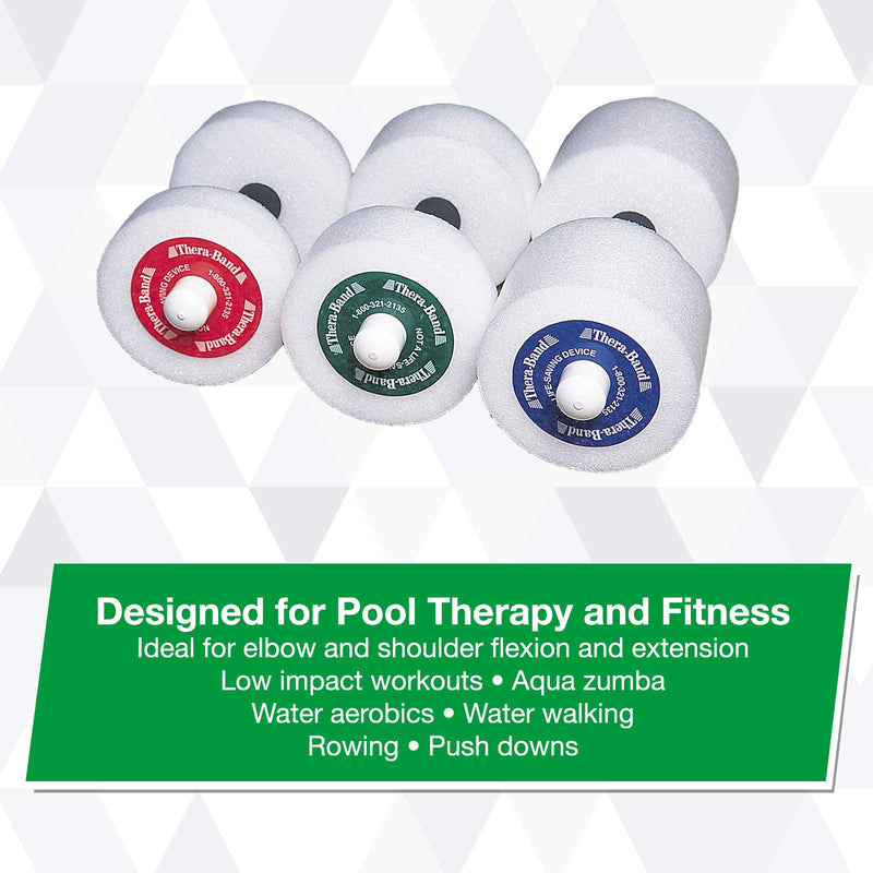 TheraBand Aquatic Hand Bar Dumbbell Weight with Padded Grip Medium - Green - BeesActive Australia