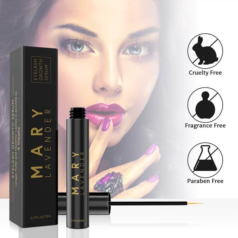 MARY LAVENDER Eyelash Growth Enhancer Serum (5ML), Natural Ingredients with Peptides, Long, Thick, Healthy Eyelash and Eyebrows Boosting Serum, Clinically proven, Dermatologist Certified, Hypoallergen - BeesActive Australia