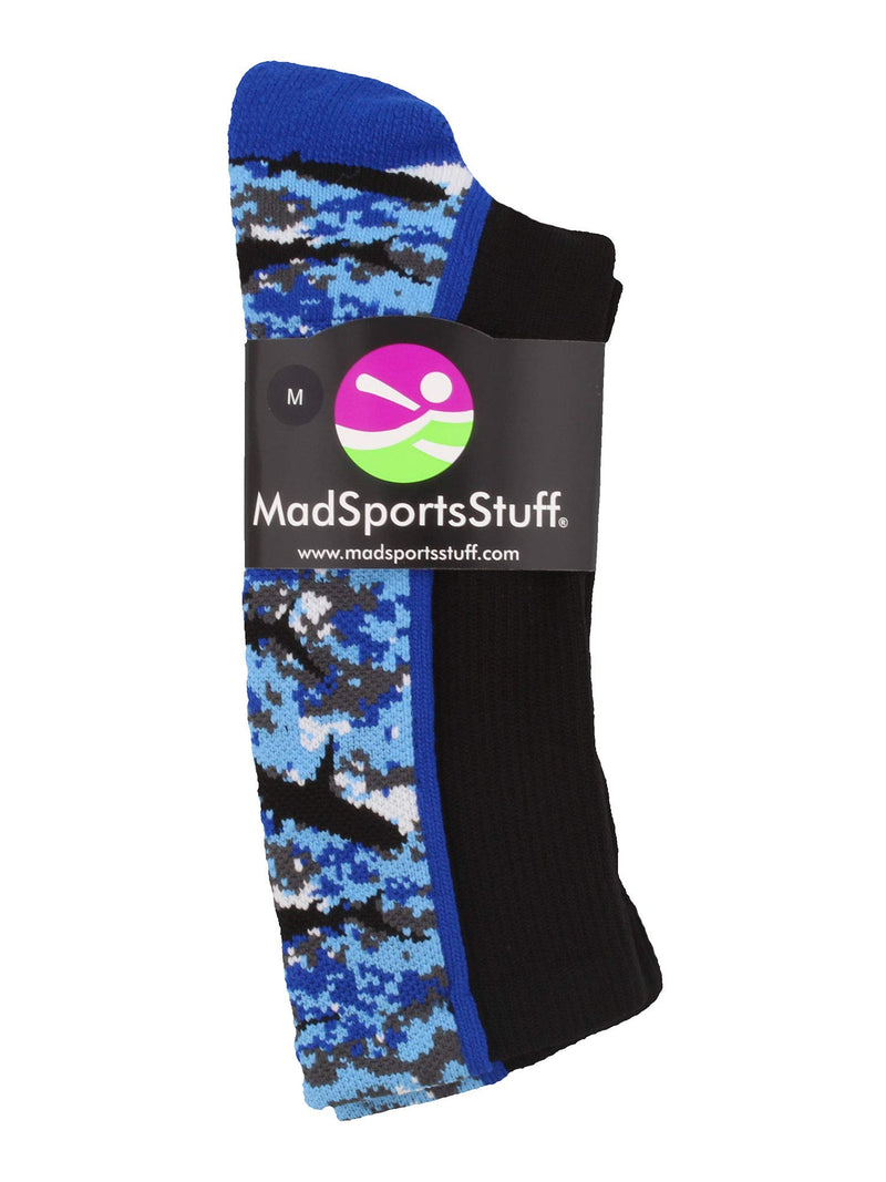 MadSportsStuff Digital Camo Shark Socks Crew Black/Blue/White Medium - BeesActive Australia