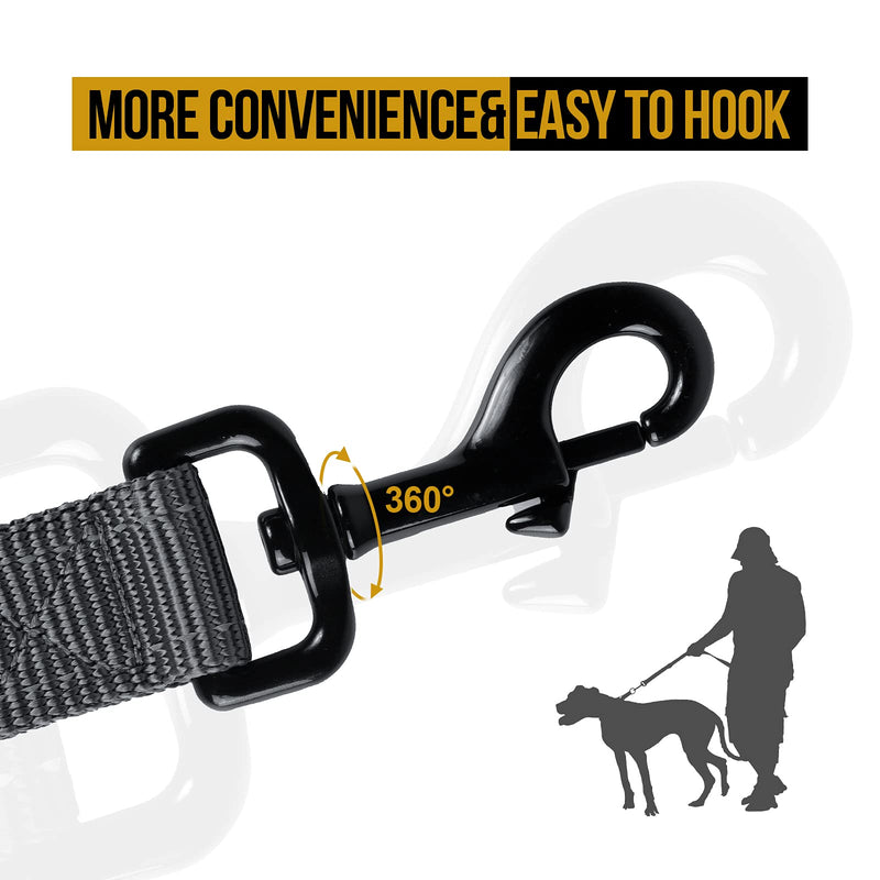 OneTigris Handled No-Pull Dog Walking Leash Long Traffic Leads for Medium to Large Dogs Grey 6FT - BeesActive Australia