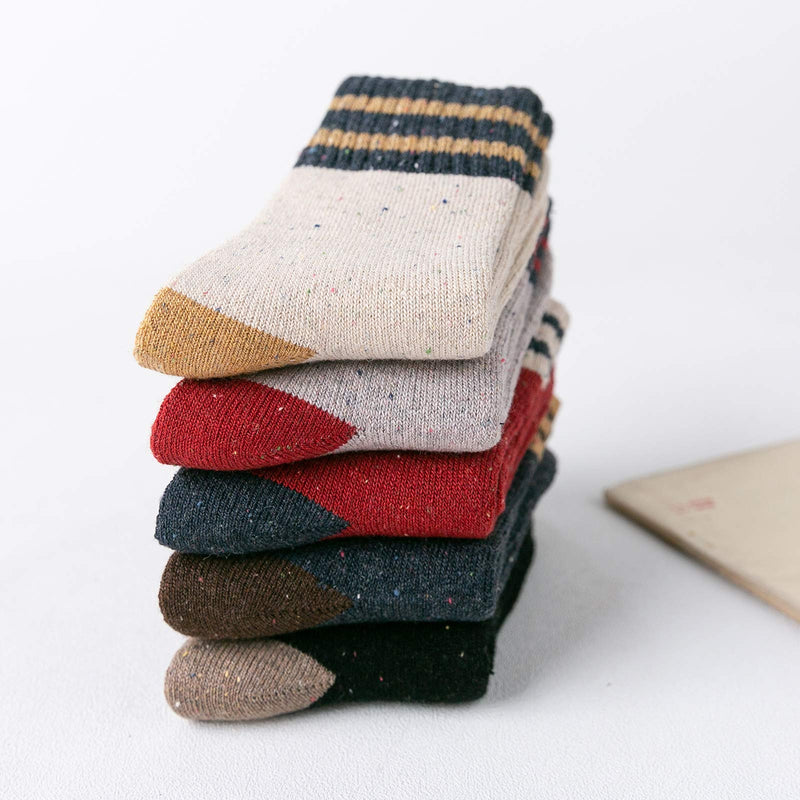 Womens Hiking Socks Winter Warm Athletic Ankle Socks Outdoor Wool Socks Thick Cashmere Socks E (5 Pack Two Striped) - BeesActive Australia