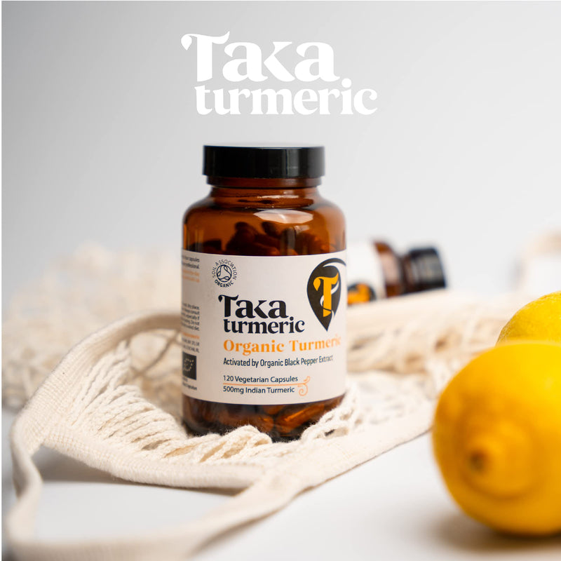 Taka Turmeric, 120 Caps Organic Turmeric with Black Pepper Extract Tumeric Curcumin Supplement, High Strength Tumeric Capsules with Curcumin and Black Pepper, Vegan, Recyclable Packaging 1 Bottle (120 Capsules) - BeesActive Australia