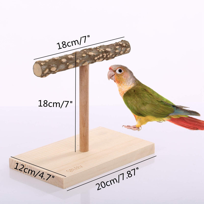 QBLEEV Bird Tabletop Training Stand Perch，Portable Parrot Tee Play Stands, Natural Wood Bird Cage Toys Gym Playground for Small Medium Parakeets Cocktails Conures Lovebirds Finch Large - BeesActive Australia