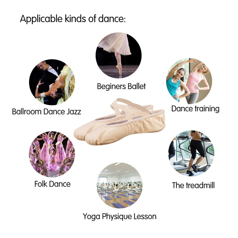 Ballet Shoes for Women Girls, Women's Ballet Slipper Dance Shoes Canvas Ballet Shoes Yoga Shoes 2.5 Light Pink - BeesActive Australia
