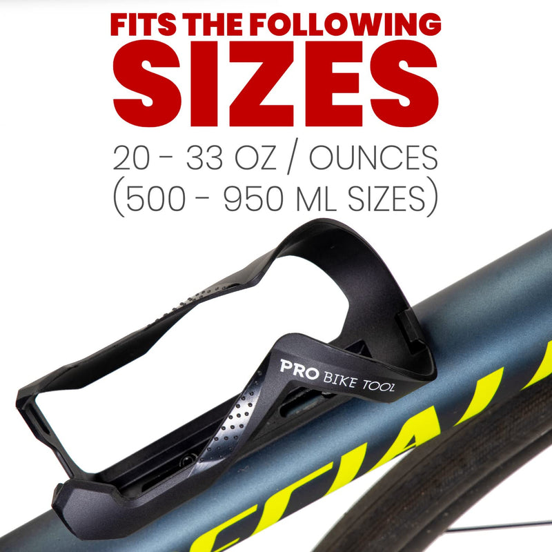 PRO BIKE TOOL Bike Plastic Water Bottle Holder – Sleek Modern Design - Strong Bicycle Bottle Cage, Great for Road and Mountain Bikes Black - BeesActive Australia