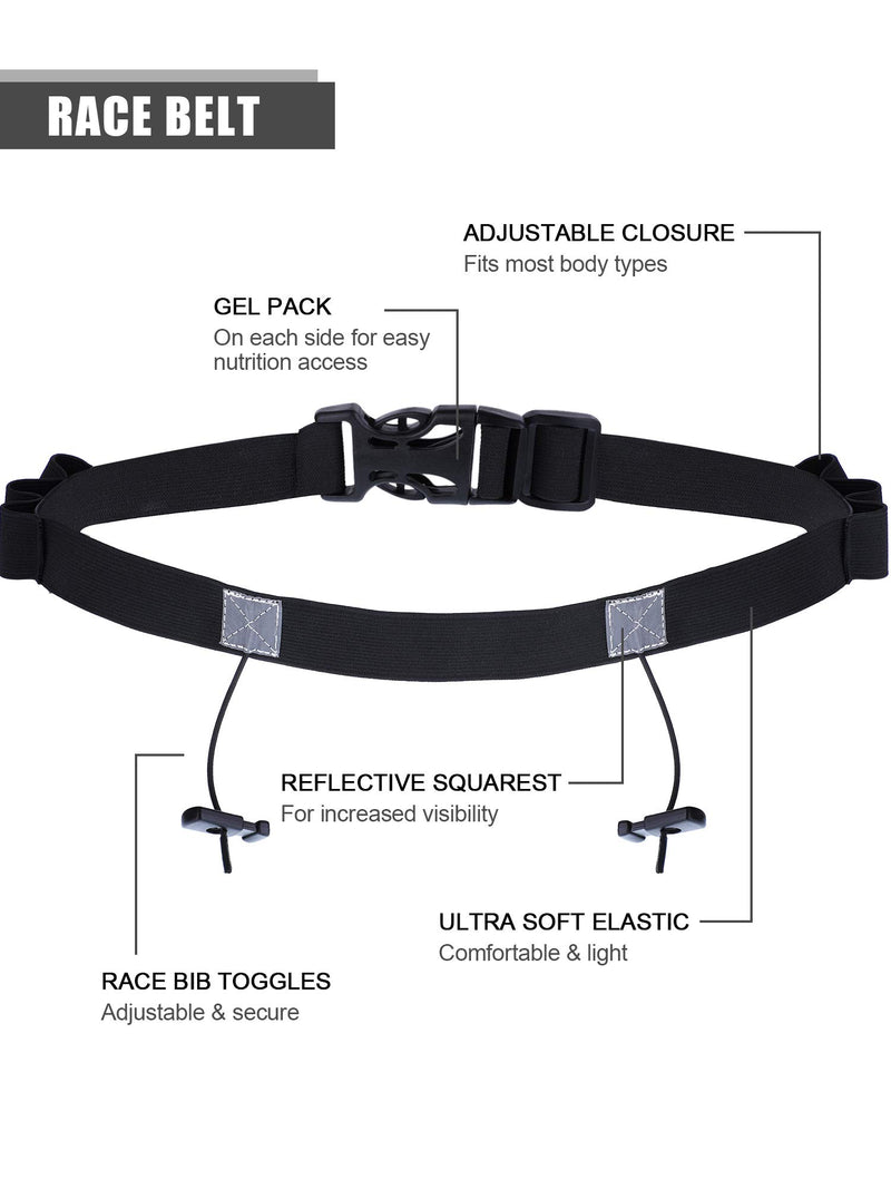[AUSTRALIA] - Jovitec 2 Pieces Race Number Belt with 6 Gel Loops for Running Cycling Triathlon Marathon (Black and Blue) 