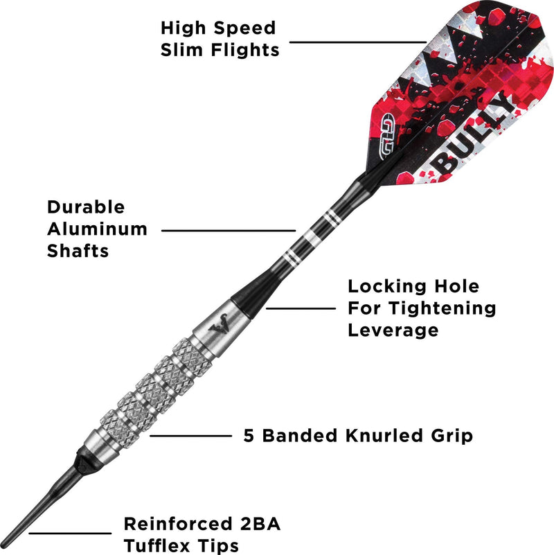 Viper Bully 80% Tungsten Soft Tip Darts with Storage/Travel Case, 18 Grams Coarse Knurling - BeesActive Australia