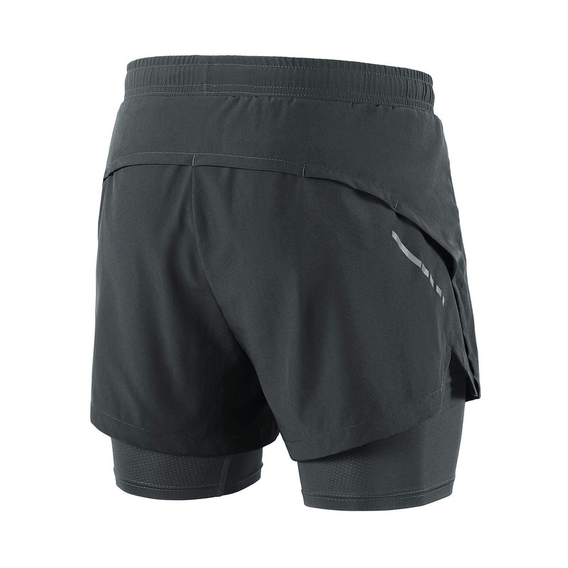 [AUSTRALIA] - ARSUXEO Men's 2 in 1 Running Shorts Breathable Zipper Pocket B202 Dark Grey Small 