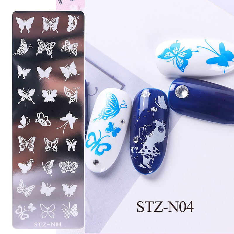 Nail Stamper Set 5PCS Nail Stamping Plates + 1 Stamper + 1 Scraper Lace,Butterfly Leaf Flower Rose Feather Nail Design For Acrylic Nail Supplies,DIY Nail Decoration Equipment Tool - BeesActive Australia