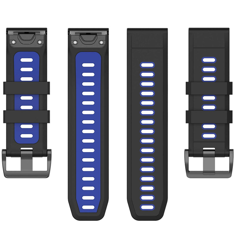 Compatible with Garmin Fenix 6X Sapphire Bands for Women Men, 26mm Quickfit Silicone Replacement Bands Straps Accessory Wrist Bands Fit for Garmin Fenix 5X Plus, Fenix 6X Pro, Fenix 3 Blue - BeesActive Australia