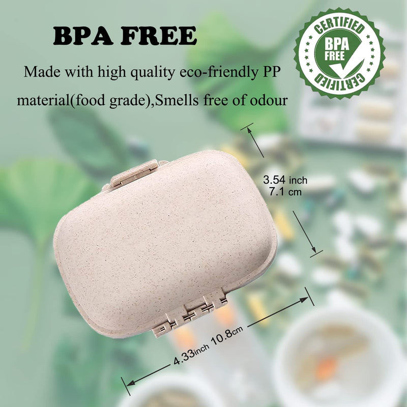 Daily Pill Box, Travel Pill Organisers, Portable Medicine Storage Box,Wheat Small Pill Dispenser with 8 Compartments for Purse.Waterproof White and Green Pill Case (2pcs (1* White + 1* Blue)) 2pcs (1* White + 1* Blue) - BeesActive Australia